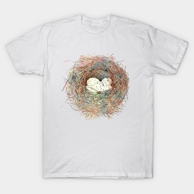 Painted Bird Nest Eggs Mottled Watercolor T-Shirt by oknoki